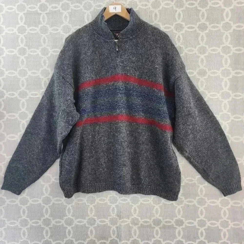 Vintage American Portrait Made In USA Wool Mock Pullover Men's Sweater XL